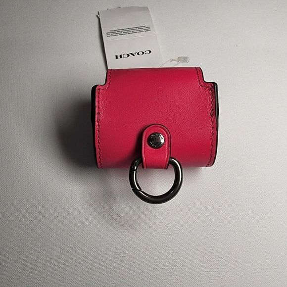 NWT Coach C3749 Wireless Earbud Case Sport Bold Pink Leather AirPods Pro - Picture 2 of 3